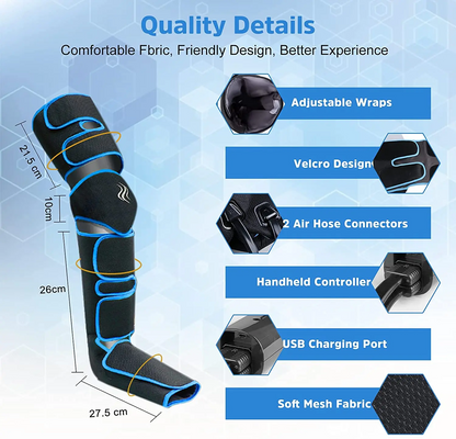 2025 New Leg Air Compression Massager for Foot and Calf Thigh Circulation 6 Modes 3 Intensities USB Version with Bag