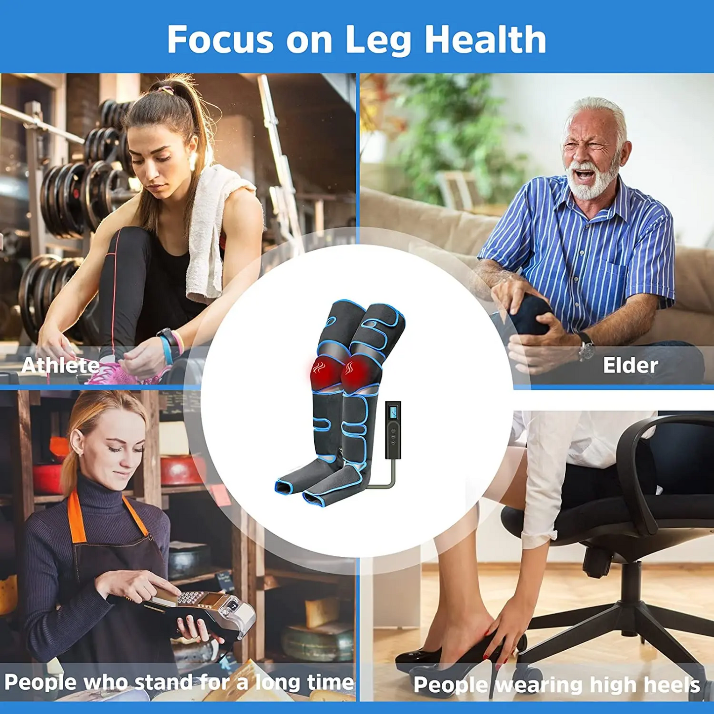 2025 New Leg Air Compression Massager for Foot and Calf Thigh Circulation 6 Modes 3 Intensities USB Version with Bag